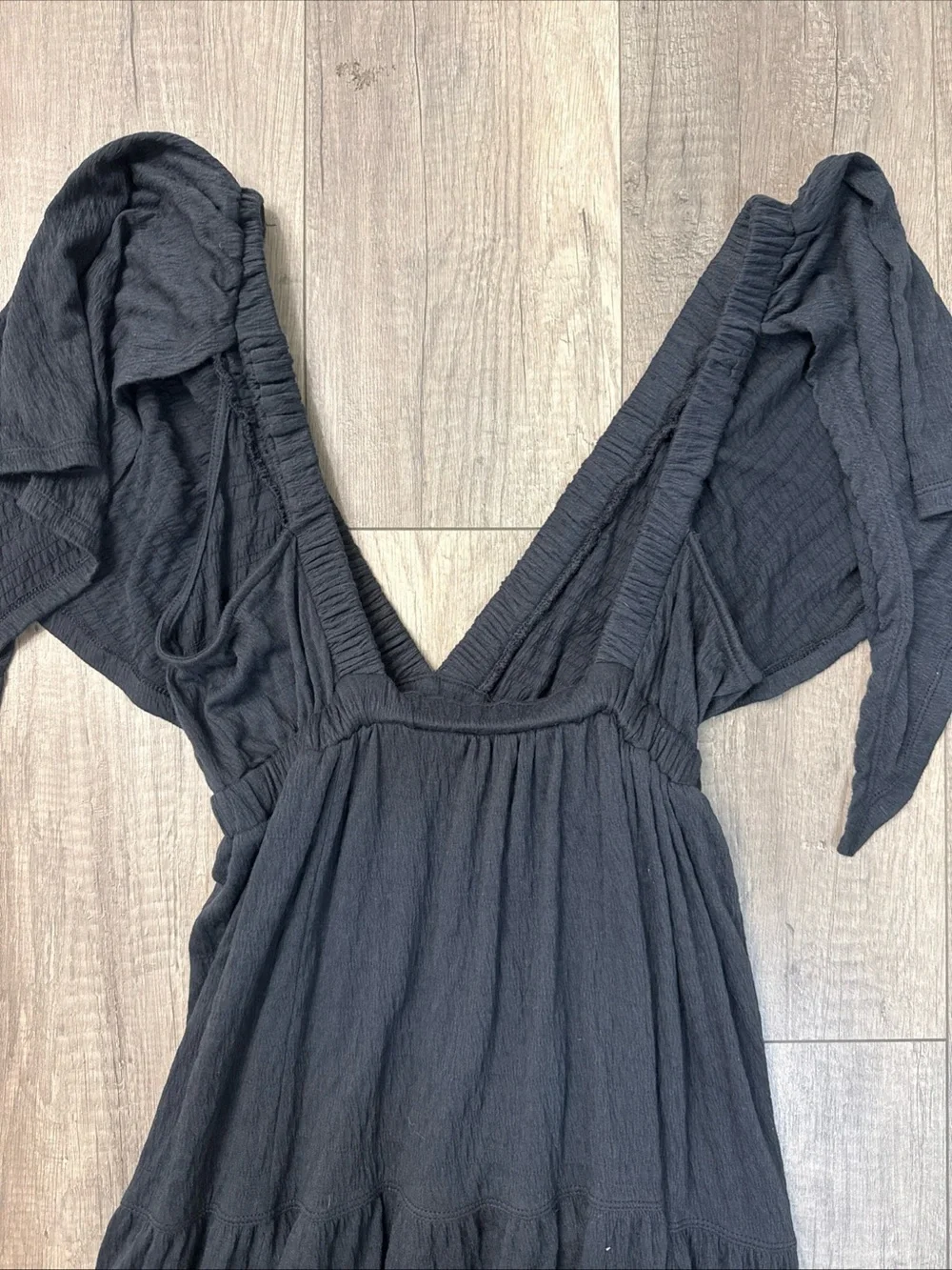 Free People Navy Plunging V-Neck Maxi Dress